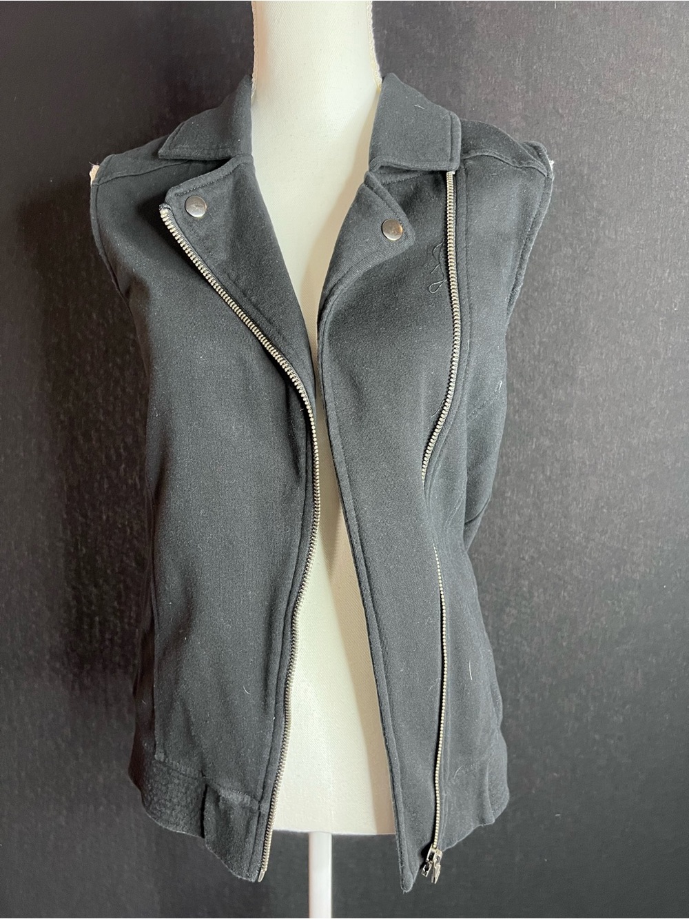 Vans Black Sleeveless Moto Vest with Silver Zipper